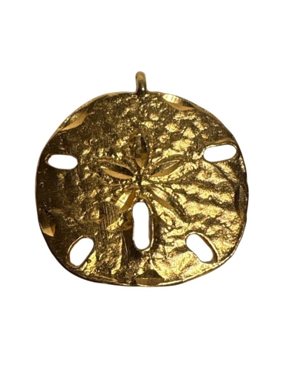 Sand Dollar Pendant Charm Gold Tone Beach Ocean Nautical 1.25"